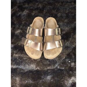 Birkenstock Arizona Sandals Rose Gold Leather Soft Footbed 37 6 6.5 shoes